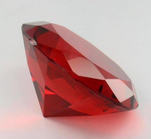 Jk Ruby Glass Diamond Shaped Paperweight
