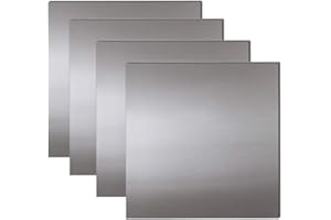 LSCAILIAO Lamiera Quadrata in Acciaio Inossidabile 4Pcs 304 Piastra in Acciaio Inossidabile Spessa 0,8 mm per Taglio Meccanico, Lavorazione di precisione, Costruzione di stampi,50mm×50mm×0.8mm