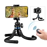 tripode flexible celular ★【Deseño Exclusivo】Cambio rápido, El tornillo 1/4'' y soporte universal de móvil están en la Rótula de Bola. Permite un cambio rápido entre el tornillo 1/4 para cámara y el soporte universal para móvil y satisfacer tus fotográficos situaciones urgentes.
