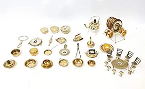 A V GIFTS AND HANDICRAFTS Brass Miniature Toy Sets - Pack of 50 Pieces,Golden Color