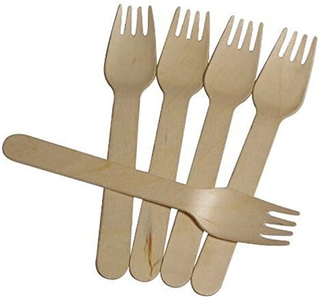 TerGing Disposable Wooden Forks, Pack of 100 Pcs