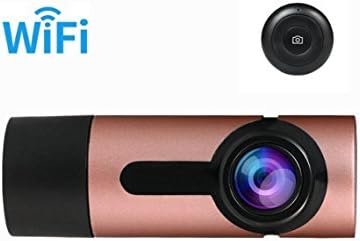 HYLM Smart Car Dash Cam Camera FHD 1080P Driving Recorders Camera 170° Wide Angle Build in Wifi G-Sensor Parking Monitor Loop Recording, Support up to 128GB SD Card , Rose gold