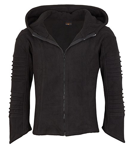 Schwarze Unisex Psy Goa Fleecejacke Zipfelkapuze Fleece Hippie Jacke, Gre/Size:XL