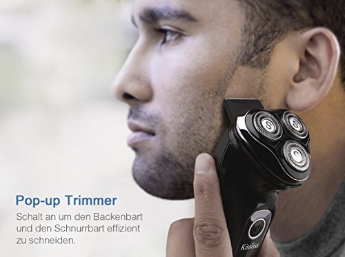 Kissliss Nass- & Trockenrasierer Wasserdichter Rotationsrasierer Elektrischer Rasierer für Männer, (USB Aufladen) - 5