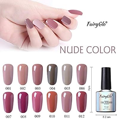 FairyGlo Vernis Gel Semi Permanent Ensembles Vernis à Ongles Gel Soak Off UV Couleur LED Manucure de Fairyglo Kit en Nude 12PCS x 10ML - KIT002