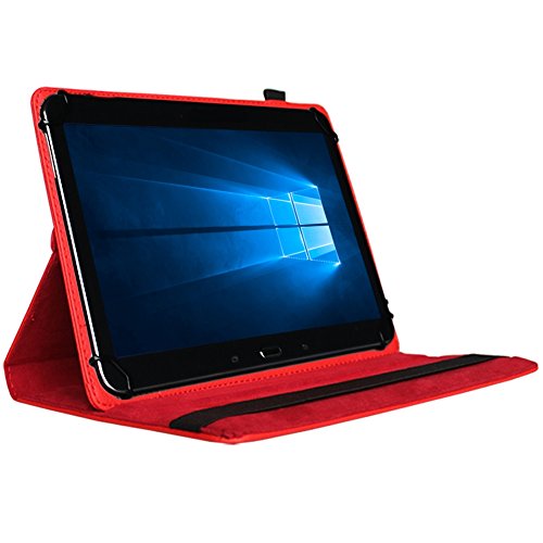 Tablet Schutz Hülle für Vodafone Tab Prime 6 / 7 aus hochwertigem Kunstleder mit Standfunktion 360° Drehbar kombiniert Schutz und Design Cover Case von NAUCI, Farben:Rot - 2