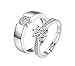 Limited Edition Engagement Sterling Silver Swarovski Solitaire Adjustable Couple Rings (2pc) RS.599.00