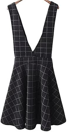 V Neck Plaid Pinafore Dress 