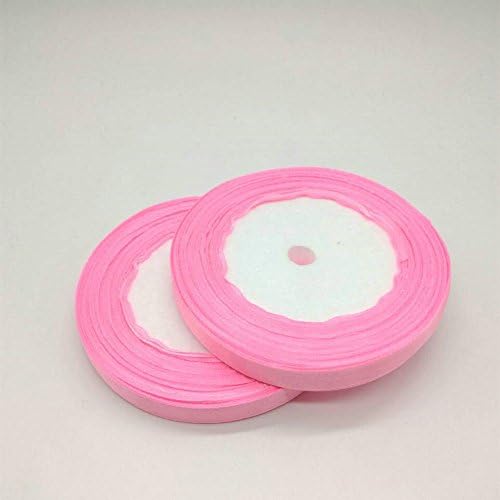 DooXoo 6 mm/10 mm Pretty Silk Satin Ribbon 22M Wedding Party Decoration Invitation Card Gift Wrapping Scrapbooking (Pink, 10mm)