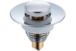 CLOKELAI Universal Bathroom Sink Plug, Pop Up Sink Hole Plug Cover with Strainer for 27-41mm Drain Holes, Stainless Steel Push ​Style Plug for Sink, Plug for Bathroom Sink (Silver) (27-41mm)