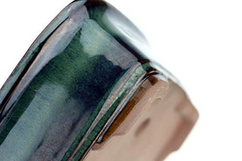 Bonsaischale Rechteckig mit abgerundeten Ecken Grün Glasiert (L 24,8cm x B 21,5cm x H 7cm) - 3