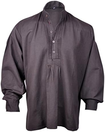 Renaissance Casual Summer Pirate Hippie Shirt Medieval Men Costume Brown Color XX-Large Size