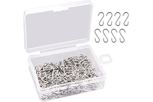 LbsAMP Mini S gancho de acero inoxidable Conector de gancho de gancho S Percha de gancho con caja de almacenamiento - 200 piezas