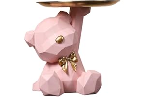 AISEN Svuotatasche del Orso Geometrico, Svuota Tasche da Ingresso Design, Sculture Moderne Design, Statua di Orso in Resina Vassoio Decorativo, Vassoio Portaoggetti, Porta Caramelle da Tavolo