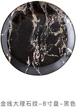 YQQQQ Light Luxury Ceramic Marble Gold Line Western Dishes Home Steak Plate Banquet Wobbler Display Plate