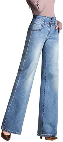 MLM0 Womens Jeans Bootcut Casual High Waisted Simply Bell Bottom Hippy Flares Pants Denim