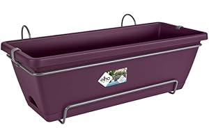 Elho Barcelona Allin1 50 Planteur pour Balcon & Extérieur - Plastique 100% recyclé - Ø 49.5 x H 18.5 cm - Violet/Mauve Érable