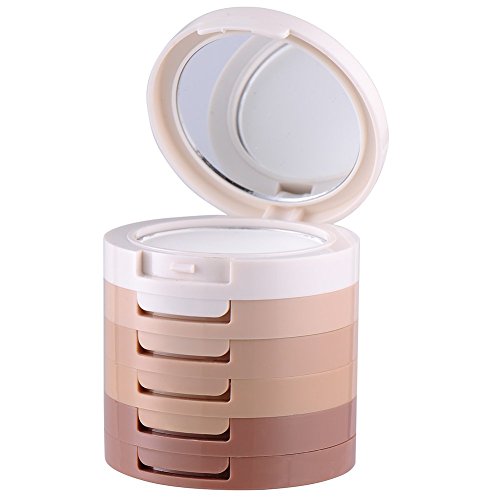 5 in1 Concealer Trimmen Pulver Abdeckcreme Paletten Whitening Oil Control Pressed Powder 5 Farben