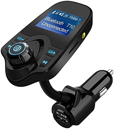 Bluetooth FM Transmitter, BAITENG USB Charger Car MP3 Player Handsfree Car Kit Wireless Radio Audio Adapter with Dual USB 5V 2.1A USB Charger, 1.44 Inch LCD Display, 3.5mm Audio Port, TF Card Slot, USB Flash Drive Port For iPhone, iPad, iPod, HTC, MP3, MP4 and Most Devices with 3.5mm Audio Jack