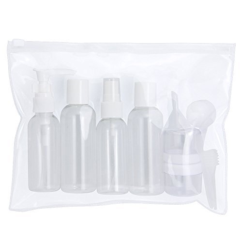 HTINAC-10Pcs-Bouteille-de-VoyageTrousse-de-Toilette-Transparente-Portable-Kit-de-Voyage-pour-Liquides-Conforme--lAroport-Restrictions-Format-Avion