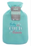 Fleece Hot Water Bottle - 2 litre (2L) - Cozy Soft-Touch Cover - Sky Blue