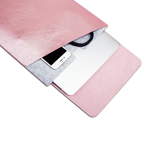 WALNEW 15 MacBook Pro 15 Zoll, Veröffentlicht in 2016, Schutzhülle, Hülle, Case, Cover, mit Zwei-Taschen-Design mit Geschütztem Inneren und Externem Mousepad,Roségold - 3