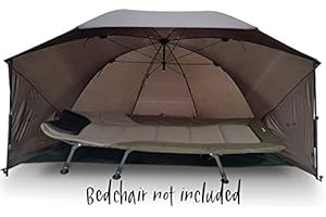 DNA LEISURE NEW NGT Carp Coarse Fishing 60" Waterproof Umbrella Brolly Shelter with Storm Sides Poles and Groundsheet