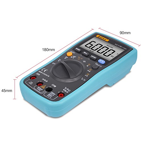 Balai VC17B Digital-Multimeter 6000 Counts TRMS AC / DC-Widerstand Kapazität Resistance Capacitance Temperatur Frequenz Einschaltdauer Tester Blau - 4