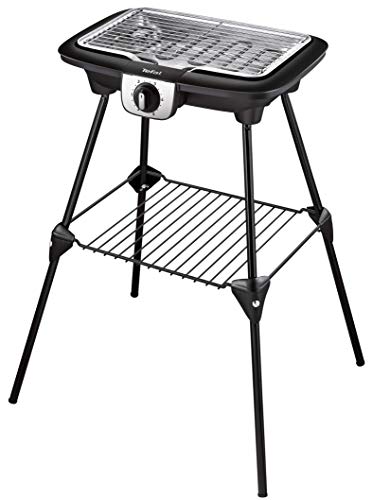 Tefal BG931812 Barbecue Électrique Multifonction sur Pieds Easy Grill 2 en 1 Cuisson Bbq Gril et Plancha Utilisation Intérieur et Extérieur 2100W