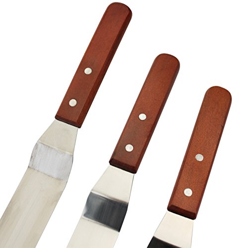 Belle Vous 3 Winkelpalette Set – 3 Winkelpaletten / Spachtel Edelstahl Streichmesser Profi 20 cm, 15 cm & 10 cm Glasurmesser Icing Spatula Set für Fondant und Kuchen Dekorieren - 4