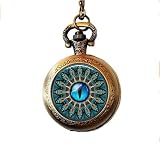 b2b Mandala mit Blau Cat 's Eye Taschenuhr Halskette Mandala mit Blau Cat 's eyepocket Armbanduhr Halskette