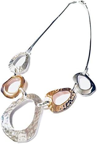 Suzies Jewellery Stunning Hammered Silver &amp; Rose Gold STATEMENT Necklace