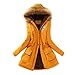 Produktbild YunYoud Damen Große Größe Mantel Frau Winter Lange Mit Kapuze Jacke Slim Fit Lange Ärmel Jacken Mode Kapuzenpullover Einfarbig Reißverschluss Winterjacke Beiläufig Outwear (M, Gelb)