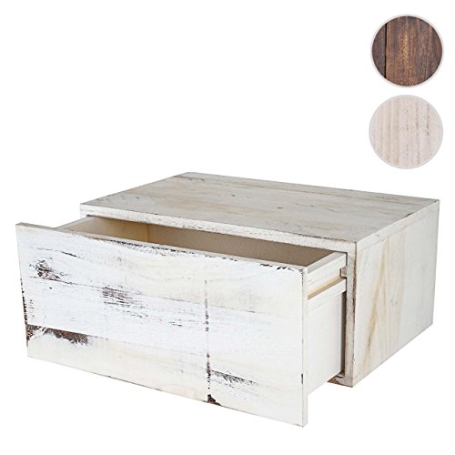 Wandregal Dinant, Schubladen-Regal, Shabby-Look Vintage, 21x46x30cm ~ weiß