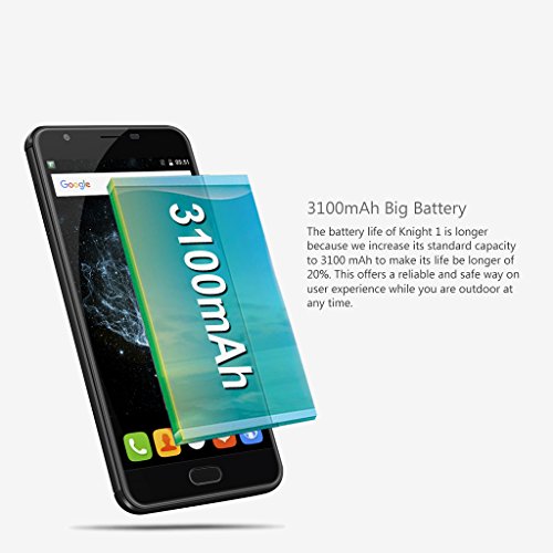 THL Knight 1 Smartphone, 5.5 Pollici FHD IPS Display Android 7.0 4G Telefono Cellulare, MT6750T Octa-Core 1.5GHz, 3GB RAM + 32GB ROM, 13.0MP Doppia Telecamera Posteriore / 8.0MP, Dual Sim 3100mAh Batteria WiFi Hotkont GPS OTG Cellulare -Nero