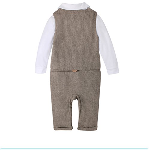 DecStore Baby Junge Gentleman Bodysuit Krawatte Romper Kleidung Suit mit Hut - 4