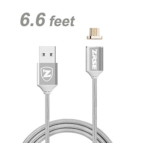 Magnetische Micro USB Kabel Nylon, BeneStellar (1 Pack 2m) High Speed USB 2.0 A Male auf Micro B Magnetische Synchronisations und Ladekabel für Android, Samsung, Huawei, HTC, Sony, Nexus, Xiaomi und mehr(Silber 6ft) - 2