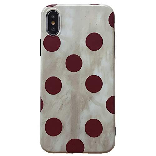 BrightYear - Funda Protectora para iPhone X de Silicona, diseño Retro de Lunares, Color Beige