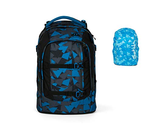 Preisvergleich Produktbild Satch Set Blue Triangle Schulrucksack Pack Regenhülle blau