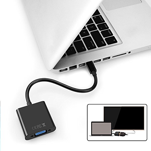 Mini DisplayPort auf VGA, SOWTECH Vergoldet Mini DP zu VGA (Male zu Female) Adapter Konverter für Macbook Air/Pro, Microsoft Surface Pro – Schwarz - 6