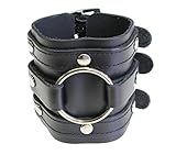 Hat 5 Löcher zur Einstellung und ist einstellbar von ca. maximal Handgelenkumfang von 22 cm (8 Zoll) auf ca. 17 cm (7 Zoll) .Bitte beachten Sie, das Armband ist möglicherweise nicht die Nähte an den Trägern haben, wie gezeigt und die Größe der Stollen und Metallring kann leicht variieren.