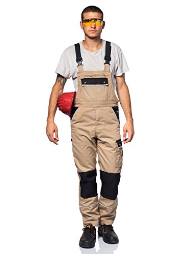 TMG® – Herren Latzhose für Tischler/Stuckateur – strapazierfähig – Sandfarben - 7