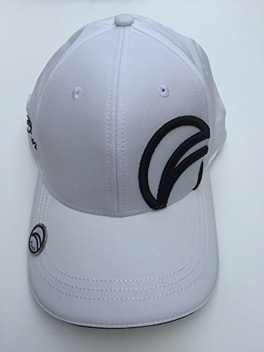 Fayde Golf Baseball Cap with Magnetic Ball Marker, 3D Embroidered Logo and contrast colour Sandwich Peak (White / Black)
