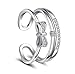Produktbild Canarea Damen Herren Frauen Ringe Silber 925 Sterling Öffnungsring mit Zirkonia Vintage Partnerringe Freundschaftsringe Eheringe Trauringe Verstellbar