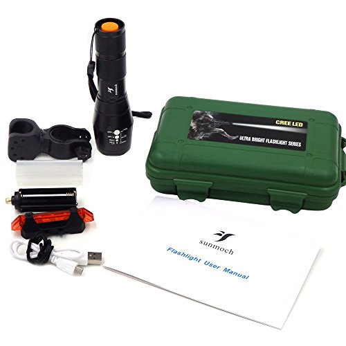 Sunmoch T6 LED 800 Lumen Fahrradlampe Set mit USB Fahrrad Rücklicht,Schwarz - 9