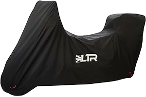 LTR Motorbike Cover | 420D Waterproof Rain Motorcycle Covers for Outdoor Scooter Storage | Thicker Heavy Duty Vented Bike Accessories Black| Large, X Large, XX Large (XL Tall Screen- Top Box)