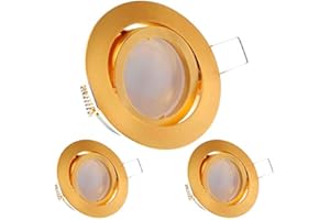 LEDANDO 3er LED Einbaustrahler Set Gold mit LED GU10 Markenstrahler 5W DIMMBAR - warmweiss - 110° Abstrahlwinkel - schwenkbar - 35W Ersatz - A+ - LED Spot 5 Watt - Einbauleuchte LED rund
