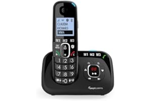 AMPLICOMMS PER DELTA Telefono Cordless per Anziani Amplificato Suoneria 90db Volume 35dB + Segreteria Telefonica + Call Blocker per blocco chiamate indesiderate con Tasto aggiungi Black List + Vivavoce e Tasti Grandi