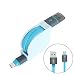 Produktbild Interesting® Blue 1M Quick Charger Einziehbares TPE USB 3.1 Typ C Daten Ladegerät Ladekabel