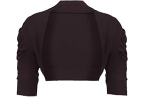 RAGEIT Girls Ruched Sleeve Cropped Bolero Cardigan Shrug